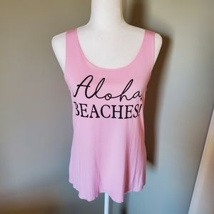 🟩 🟦 Aloha Beaches Pink tank NWOT